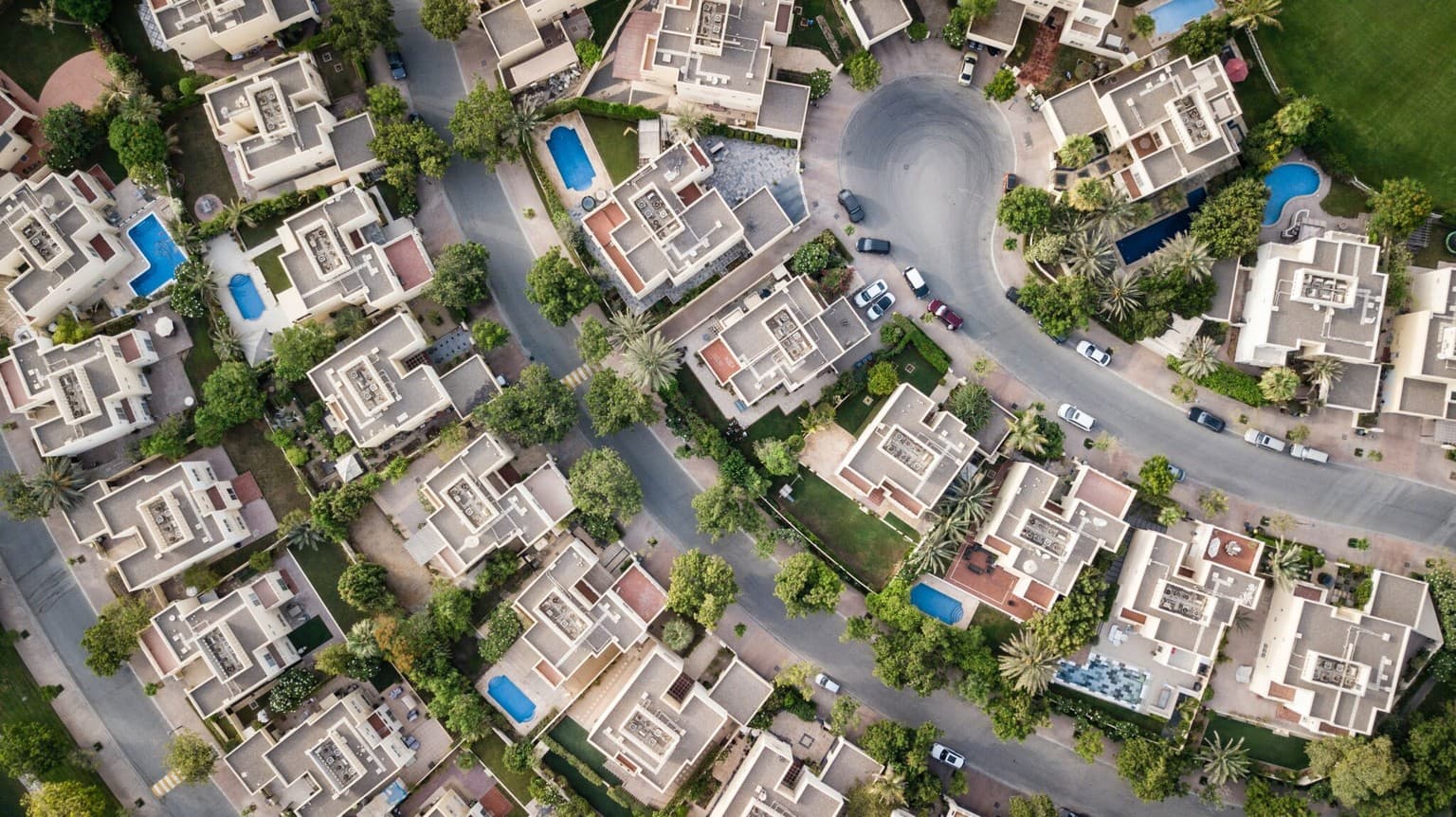 Vista aérea de complejo residencial